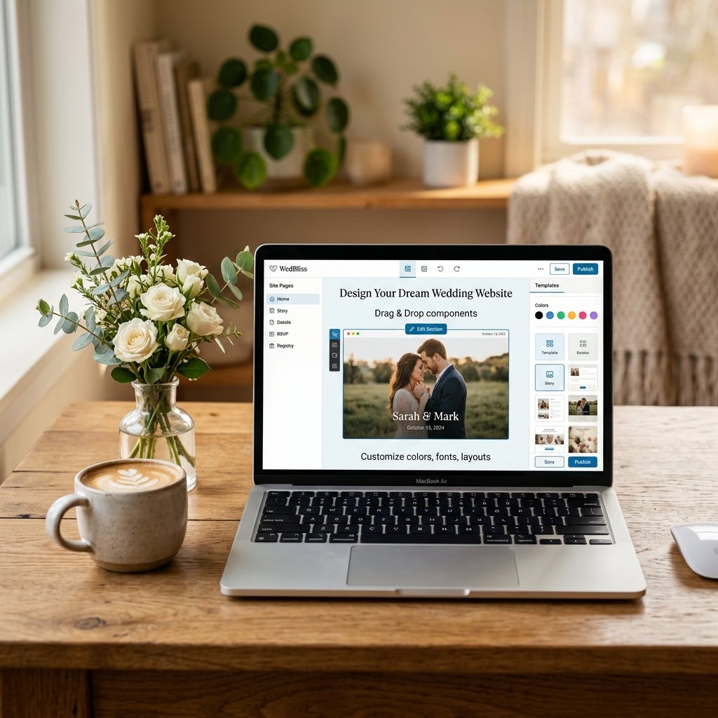 Website builder mockup on a laptop